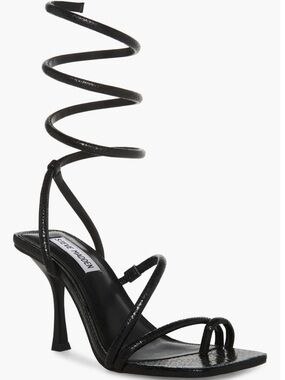 Steve Madden Black Spiral Lace-Up Stiletto Sandals